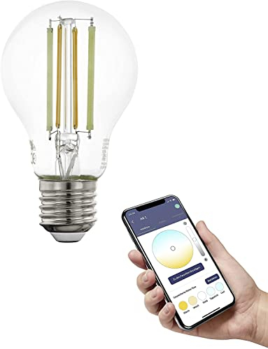 EGLO connect.z Smart-Home LED Leuchtmittel E27, A60, ZigBee, App und Sprachsteuerung Alexa, dimmbar, Lichtfarbe einstellbar (warmweiß-kaltweiß), 700 Lumen, 6 Watt, Vintage-Glühbirne klar