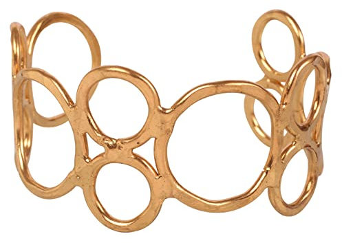 Touchstone NEU Indian Bollywood Wünsche Handgefertigte feine Verarbeitung stilvoller Handgelenk-Enhancer 1,25 Zoll freier Größe Designer Schmuck Manschettenarmband im Goldton für Frauen.