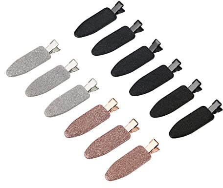 minihope Lot de 12 pinces à cheveux sans pli, pinces à cheveux sans plis pour application de maquillage, style 2022, antidérapantes. Les cheveux ne se coincent pas entre le plastique attaché au métal.