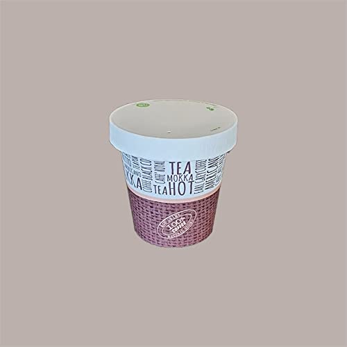 Lucgel Bicchieri in Carta Termico per Caffè Orzo 120cc Grafica NEW JUTA 4oz BC10 con Coperchio chiuso in Carta Bianca - 100 pezzi -