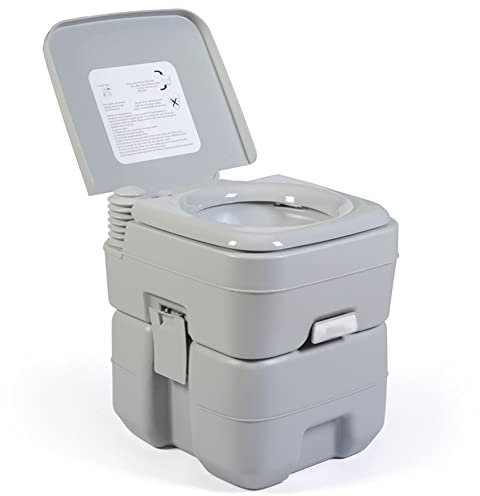Portable Camping Toilet, Compact Flushable Indoor & Outdoor Commode with Removable Tank, Camping Potty Supports 286 LBS and Up to 50 Flushes, 20L Waste Tank for Camping, RV, Hiking, Travel, Caravan