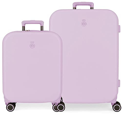 Enso Set Valigia Annie Viola 55/70 cm Rigida ABS Lucchetto TSA Integrato 116L 7,54 kg 4 Doppie Ruote Bagaglio a Mano