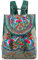 Goodhan Vintage bestickter Damen-Rucksack, ethnische Reise, Handtasche, Schultertasche, G01: Grün mit rosa Blumen, Größe M, Tagesrucksäcke