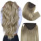Fshine Pferdeschwanz Verlängerung 50cm Huamn Hair Piece Ponytail Hellbraun zu Bleaching Blonde mit Hellbraun Echthaar Ponytail mit Clip 100g Long Blond Remy Menschliches Haar in der Farbe 19 8 60