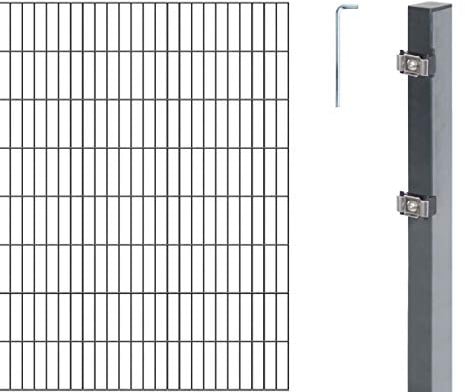 Alberts 656188 Doppelstabmattenzaun als 20 tlg. Zaun-Komplettset | verschiedene Längen und Höhen | kunststoffbeschichtet, anthrazit | Höhe 200 cm | Länge 18 m