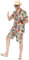 FIESTAS GUIRCA Beach Boy Malle Party Outfit – Hawaii Anzug inkl. Buntes Hawaiihemd u. Shorts – Ibiza Mallorca Tourist Herren Kostüm Karneval Fasching Größe L 52-54