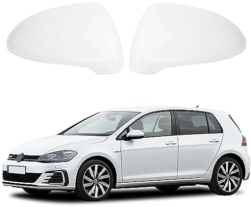 1 Paar Spiegelabdeckungen Ersatz für VW Golf MK7 MK7.5 R GTD VII 2013-2018, Auto Spiegelkappen Außenspiegel Außenspiegelkappe Rückspiegelkappe Ersatz für VW Touran 2016 2017 (Weiß)