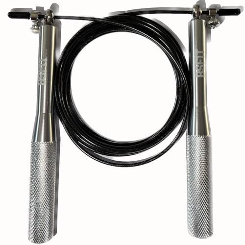 BSFIT Professional Aluminium Speed Skipping Rope, Jump to Excellence with Double Jump and Skipping Rope Accessories for Higher Speed, Fitness, Boxing Skipping Rope, Gym and MMA, Jump Rope (Grey