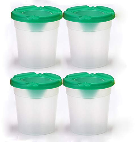TopHomer 4Pcs Non Spill Paint Pots, Spill Proof Paint Cups with Lids for School Supplies Art Class (Green)