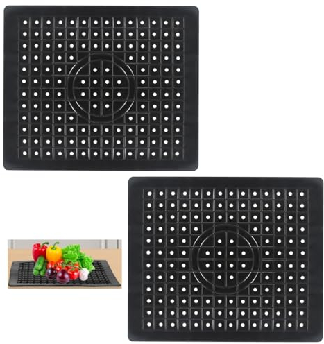 HFDONGL 2 Pièces Tapis Evier Cuisine Caoutchouc TPR Tapis d'évier 31,4 x 26 cm Protege Evier Cuisine Protection Evier Cuisine Tapis Fond d'évier Tapis Fond Evier Cuisine Tapis (Noir - Rectangle)