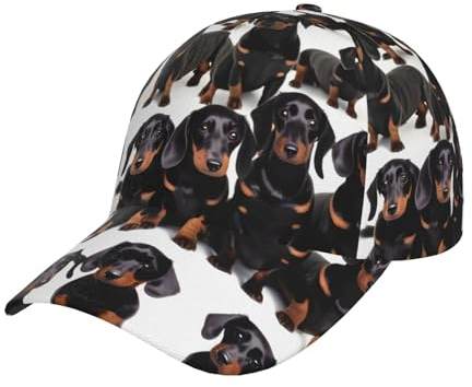 berbo Trendige Unisex Hip Hop Trucker Cap,Leichte und Atmungsaktive Print Baseball Cap Sport Mütze mit UV-Schutz Dackel Weiner Haustier Hund Schwarz, Schwarz, Einheitsgr��e