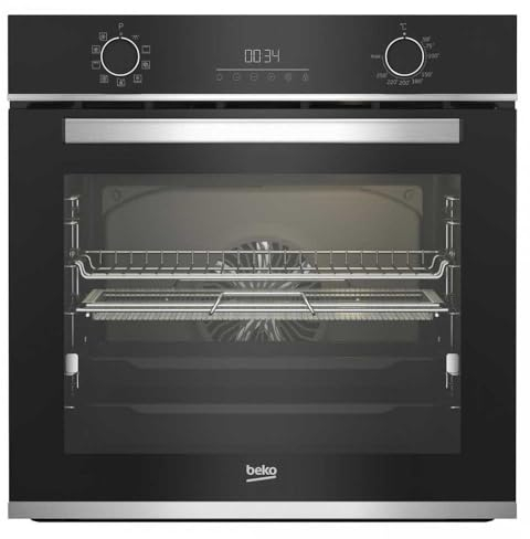 Beko Backofen, 3300 W, 72 L, Schwarz mit Edelstahl-Finish, Umluftofen, Einbau, Kindersicherung, A+