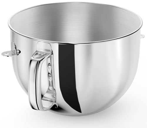 XINCAN 6QT Edelstahl Rührschüssel für Kitchenaid Standmixer, Küchenhelfer Rührschüssel für 6QT Kippkopf Mixer mit Griff, JBW-02