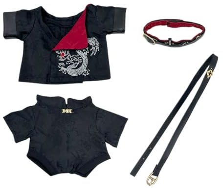 niannyyhouse 20 cm Plüschpuppe Kleidung Mantel Overall Kopfbedeckungen Gürtel antike Uniform Outfit 20 cm Puppen Kleid (schwarz)