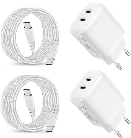 2Pack 25W USB C Cargador para Samsung Galaxy A53 5G A54 A55 A16 A15 A56 A36 A26 A25 A35 A05S A23 A34 S25 Edge/S23 FE/S24 Plus/Z Fold 4 5 6 S22 S21 M33 M55 M13 M23 M32 M52 Carga Rapida Enchufe y Cable