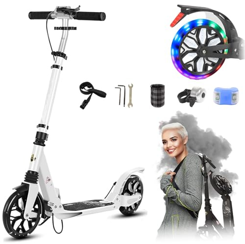 GHBXJX Big Wheel Scooter City Roller Kickscooter für Erwachsene klappbar LED 200mm,150KG Cityroller mit Handbremse, Tretroller Kinder Mädchen Jungen Teenager, Kickscooter Kinder Scooter
