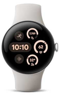 Google Pixel Watch 3 (41 mm) - Smartwatch Android, monitoraggio della frequenza cardiaca, Fitbit Advanced Running, fitness Insights, batteria 24 ore su 24, cassa in alluminio argento lucido, cinturino