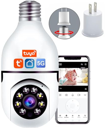 TUYA WiFi 1080P 5GHz 2.4GHz Panoramic IP Security Camera, Pan/Tilt Grade Panoramic IP Security Camera, Smart Home Surveillance Camera with Alarm