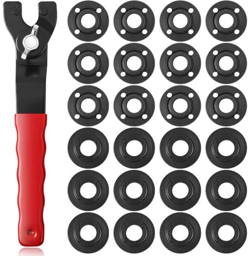 Hicarer 25 Pcs Angle Grinder Nut Angle Grinder Wrench Kit 5/8-11 Flange Metal Lock Nut Wrench Compatible with Dewalt Makita Bosch Hitachi Metabo (Red)