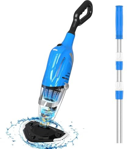 Max Power - Aspiradora de mano inalámbrica para piscina recargable con poste telescópico por encima/enterrada para piscina, spa, jacuzzi, 18.5 GPM, succión de 80 minutos de tiempo de funcionamiento