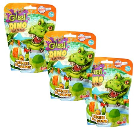 Glibbi Dino Surprise, Badebomben, 3er Pack mit zufälliger Sortierung, Badewannenspielzeug ab 3 Jahren