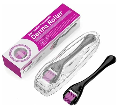 Derma Roller, 540 Microneedling Bartroller für Haarwachstum, Microneedling Scalp Roller für Körper, Gesicht und Hautverjüngung, geeignet für Männer und Frauen (1,5 mm)