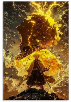 nuomesc Demon Slayer Agatsuma Zenitsu Anime Poster Wandkunst Bilddruck Moderne Familienzimmer Dekor 12x18inch(30x45cm)