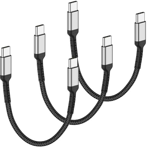 ADILIFT USBC to USBC Cable Short, 20cm Type C to Type C Fast Charger Cord | 60W PD Braided Cord for iPhone 17/16 Pro Max, Samsung S25/S24, Huawei P80, Pixel, 3Pack