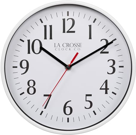 La Crosse 404-3025W 10-inch Basics Quartz Analog Wall Clock - White