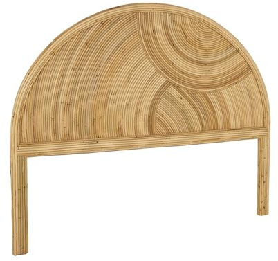 sweeek - Kopfteil aus natürlichem Rattan, hellem Holz, Bohème-Stil - Baya