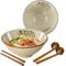 mehrido Lot de 2 bols à ramen en céramique, 1200 ml, grands bols à soupe de nouilles japonaises avec cuillères et baguettes pour soupe Udon Soba Pho Asiatique Nouilles Pâtes Salade