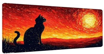 Large Mouse Mat 39.4x19.7inch Extended Mouse Mat Owl Mouse Pad Sunset Cat Desk Pad, Adults Gaming Mouse Pad, Keyboard Pad with Stitched Edges and Non-Slip Rubber Base for Office Desk Decor, Gifts W308