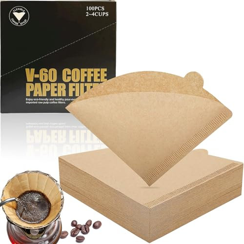 Kaffeefilter,100 Stück Coffee Papierfilter Größe 2 V-förmiger Kaffeefilterpapier Filtertüten für Handfilter Rund Kaffeefilterpapier für Kaffee Tropfer über Kaffeemaschine (2-4 Tassen)