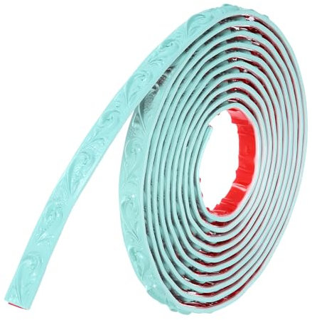 QUARKZMAN Flessibile Battiscopa in PVC, 16.4Ft x 0.79 Modanatura Autoadesiva Flessibile Autoadesivo Pellicola Decorativa per Specchio Cornice Armadio, Onda Blu