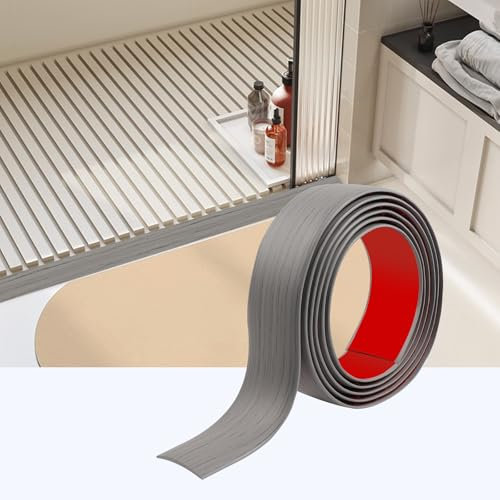 200cm*4cm Tapajuntas Suelo Adhesivo, PVC Perfil de Transición para Suelo, Tira de Umbral se Utilizan para Conectar Huecos de Suelo, Transiciones de Umbral de Alfombras(Nuevo Gris)
