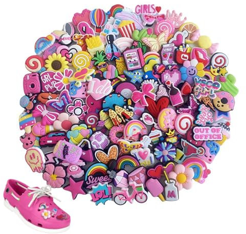 UENXRXE Charmes De Chaussure,50 Pièces Pins Pour Crocs,Breloque Pour Sabots Sandales,Cadeau Noël Ou d'Anniversaire Pour Filles Et Garçons