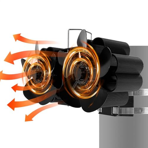 Ventilador de calor para estufa de leña, potente ventilador de estufa de pellets activado por calor, accesorios de estufa de leña de bajo ruido, ventilador de quemador de leña para estufas de