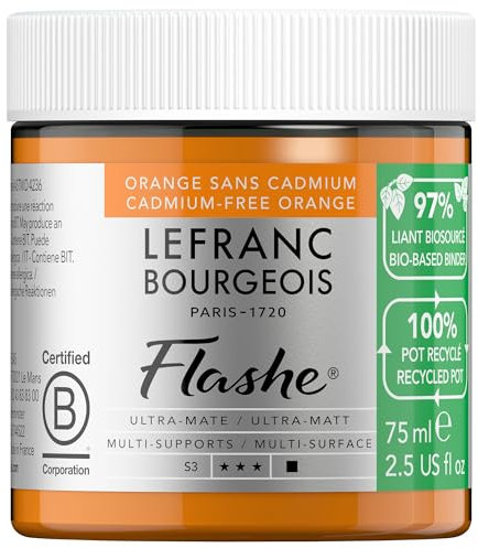 Lefranc Bourgeois Flashe Bio Based Peinture acrylique Pot de 75ml Orange Sans Cadmium Série 3