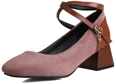 Asterisco Décolleté con Tacco Largo da Donna Mary Jane Tacco Medio Scarpe-240173 Rosa Numero 37 EU/38Cn