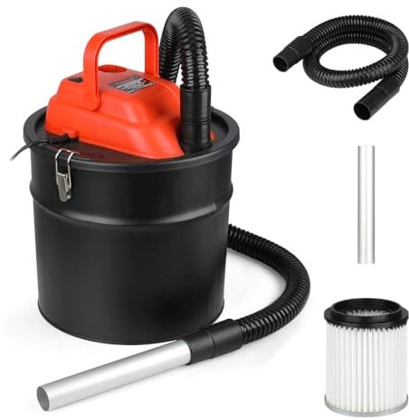 Hoteche Aspirateur à cendres 18 l 800 W – Aspirateur de cheminée avec filtre HEPA, puissance d'aspiration 16 KPA, tuyau de 1,3 m et tube en aluminium pour cheminée/poêles à granulés