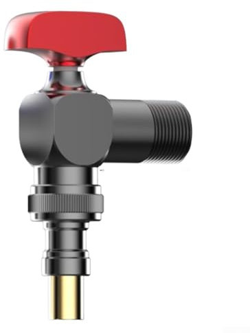 Vanne d'angle automatique en laiton pour machine à laver, design compact avec haut débit (rouge-gris)