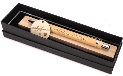 Kaempe Geschenk für Damen, Kugelschreiber aus Holz mit Box, Geschenkideen für Hebamme mit Herz, Gravurstifte
