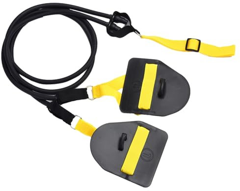 Schwimmtrainer Training Equiptment Dry Land Cord Zugseil,Trx, 2in1 Zugseil Schwimmtraining Widerstandsbänder und Paddles fürs Armzug-Training, Krafttraining (E, 19x16x7cm)