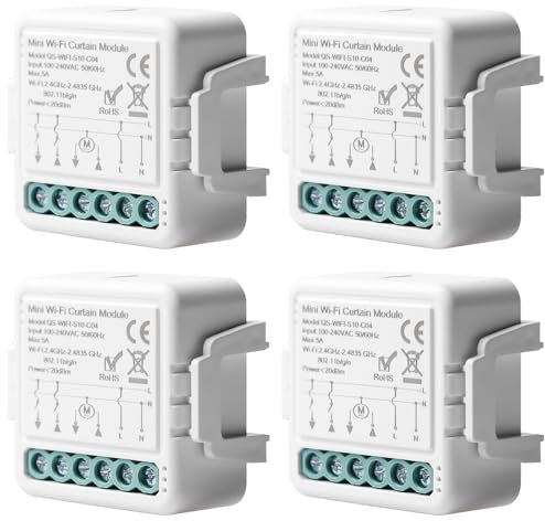 Tuya WiFi, interruttore per tapparelle, modulo per tapparelle, 2,4 GHz, controllo Alexa Smart, controllo app per tapparelle, funzionamento con Alexa/Google Home, 4 pezzi