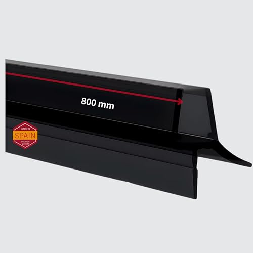 Gedotec Joint de douche NOIR | Joint de fond en verre premium avec lèvre latérale de porte | 800 mm | Épaisseur du verre 6-8 mm | Joint de fond de porte en PVC