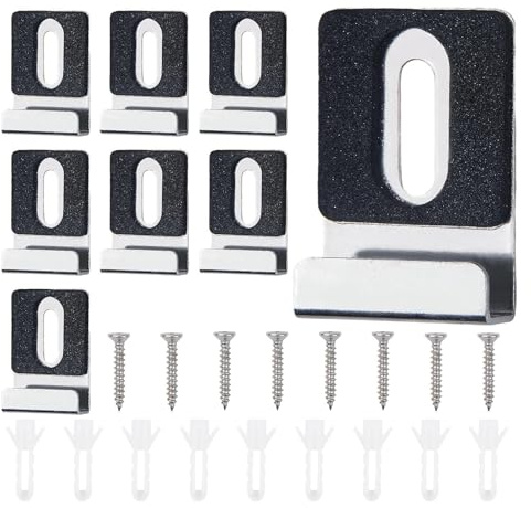 8 Stück Spiegelhalter-Clips aus Edelstahl, Spiegelhalterung Wand, Rahmenlose Spiegel-Clips, Gummi-Pads, mit Schrauben, Robuste Spiegelaufhänger, für Wandfliesen, Schwere Spiegel, Glasklemme, Werbetafe