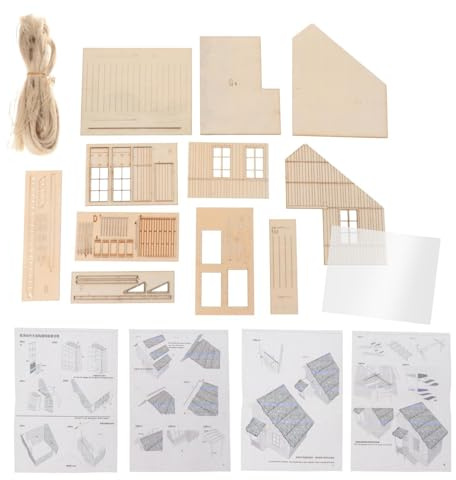 Hellery Miniaturhaus Holzhaus Modellbausatz Gebäudemodell Aus Holz Zum Selbst Zusammenbauen Im Maßstab 1 35 für Dioramen Und Sandtische, Strohdach