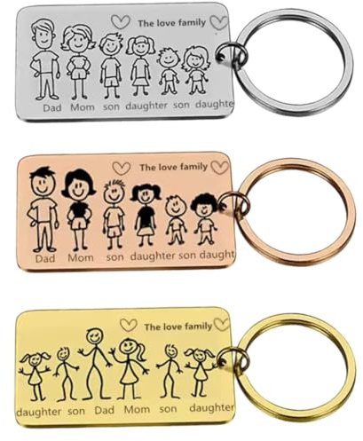 Personalised Family Keyring, Multiple Style, Engraved Family Members, Personalised Gift, Gold, Silver or Rose Gold