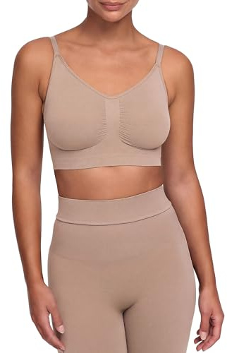 CFab BH Damen ohne Bügel nahtloses Bralette leichte Unterstützung | Unwattierter Komfort BH mit verstellbaren Trägern weichem Stretch und natürlicher Form für Alltag Zuhause Reisen und Freizeit