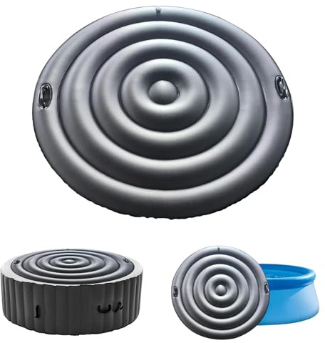 Couvercle de Bain à Remous, 160CM Couverture De Spa Gonflable avec Poignée, Couverture De Spa pour Bain À Remous, Économie D'Énergie, Universel et Pratique pour Spa (Noir, Rond-160CM)